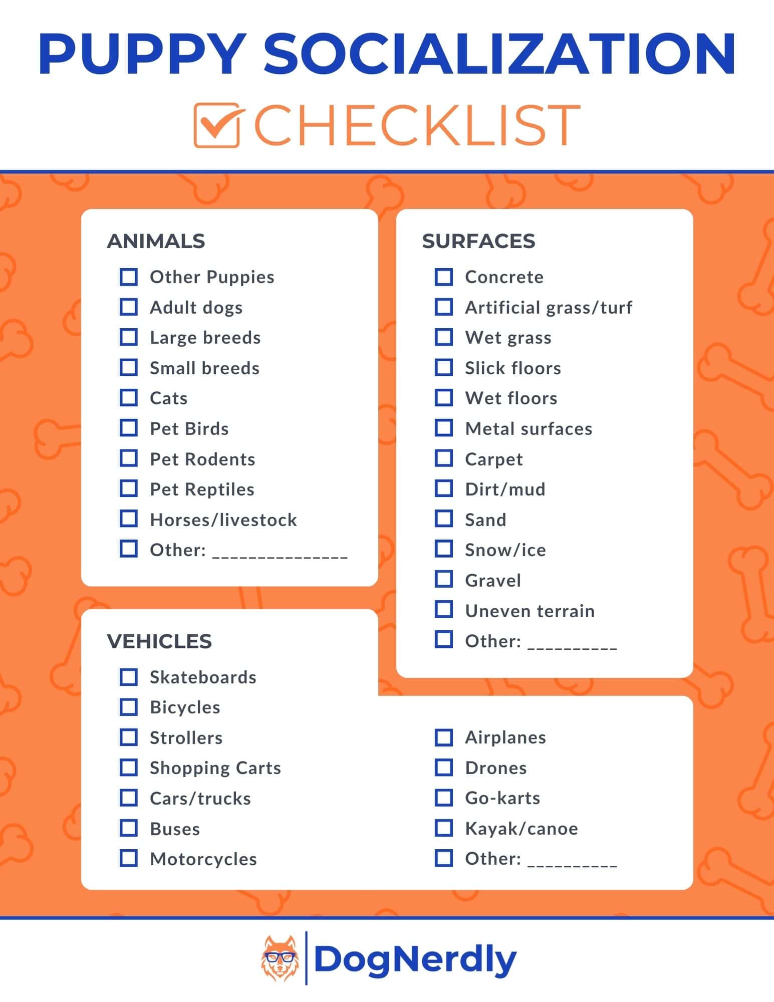 Puppy Socialization Checklist by DogNerdly