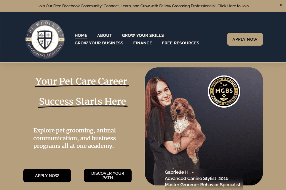whole pet grooming academy.